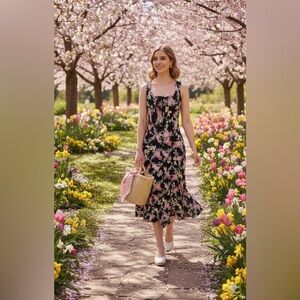 Vintage Starina women’s dress size L floral print